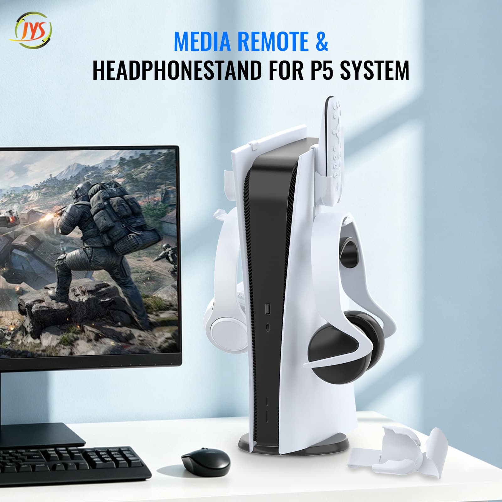 JYS New PS5 Accessories Headphone Remote Control Multifunctional Storage Stand Compatible with PS5 All Series Consoles