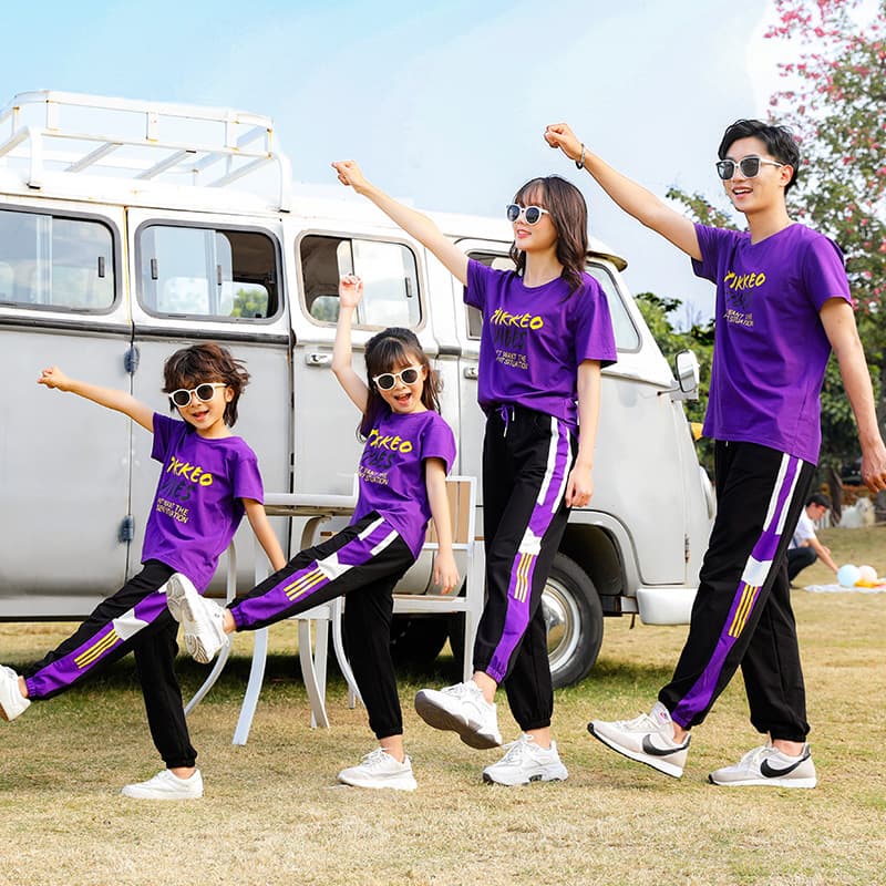 2026 new parent-child summer clothes, sports and leisure wear for a family of three, two-piece set, whole family set, one-piece drop shipping