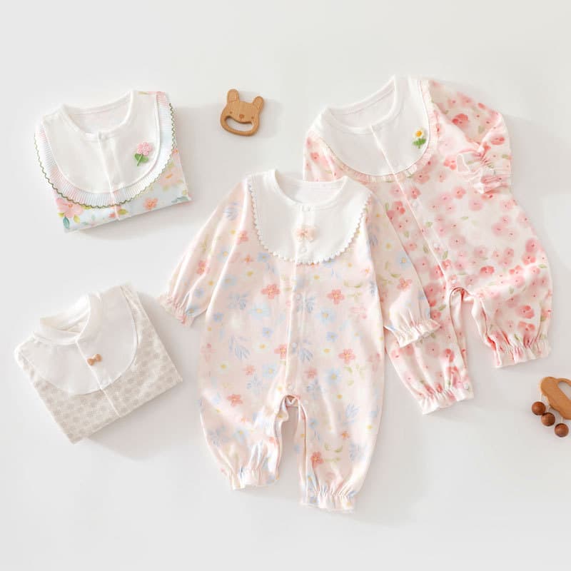 Category A pure cotton baby jumpsuit spring and autumn boneless long-sleeved rompers baby clothes 0-12 months newborn clothes