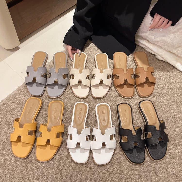 Fairy Style Women's Summer Slippers 2026 New Korean Flat Slide Sandals Comfortable Beach Shoes Casual Flip Flops