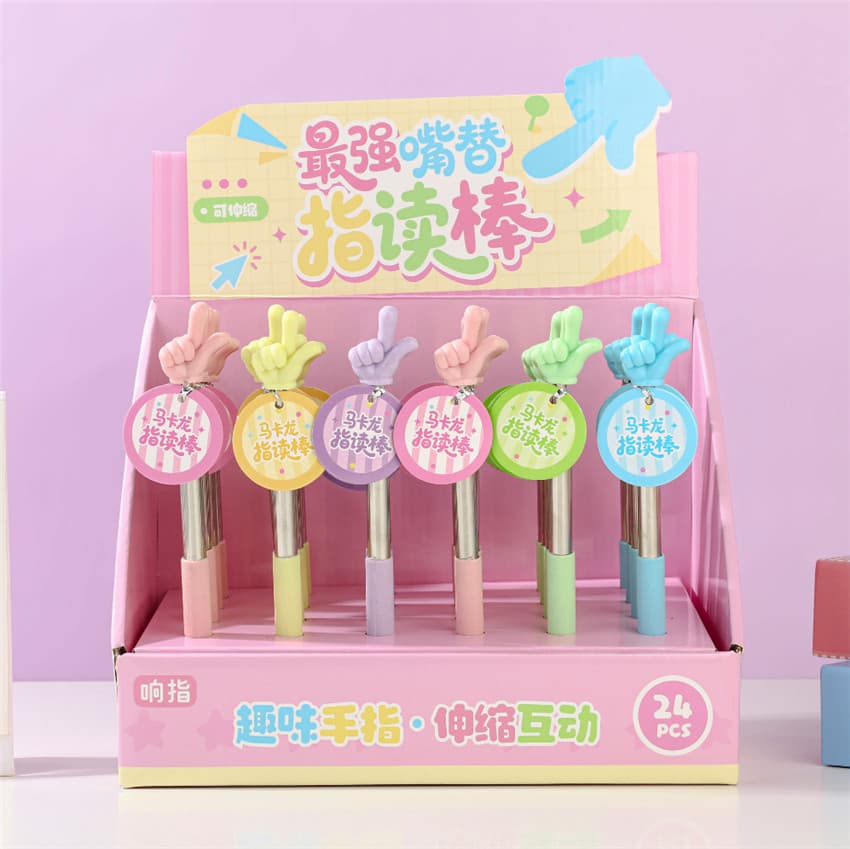 Snap Macaron Reading Finger Stick - Fun, Multi-purpose Retractable Reading Pointer for Interactive Teacher Teaching Stick