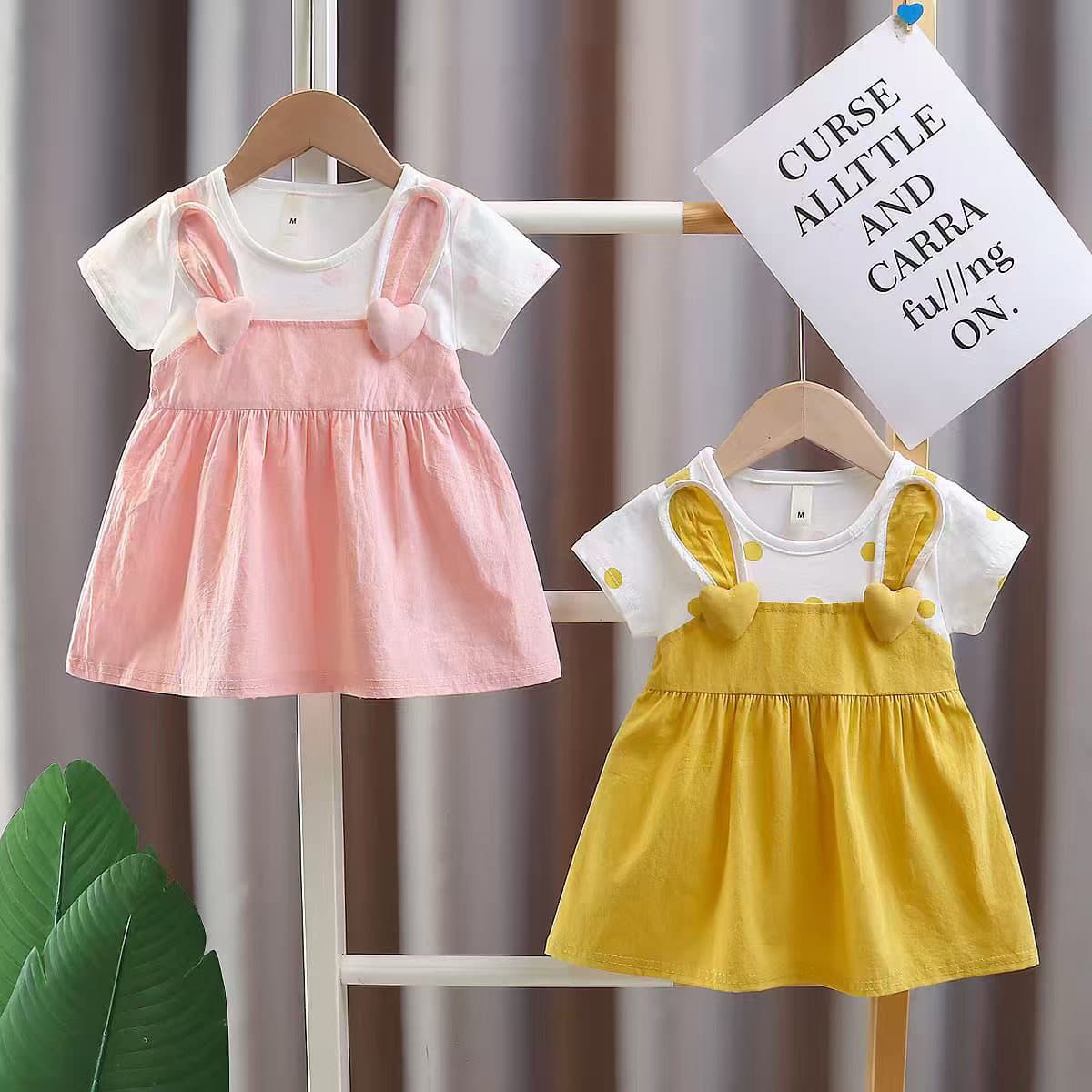 Girls Summer Dress 2025 Children's Cotton Dress for Toddlers 1-3 Years Old Short Sleeve Pure Cotton