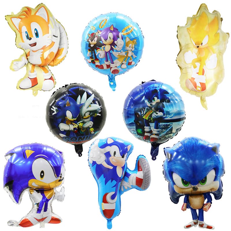 Cross-Border game anime Sonic Sonic theme modeling aluminum film children's birthday party layout cartoon balloon