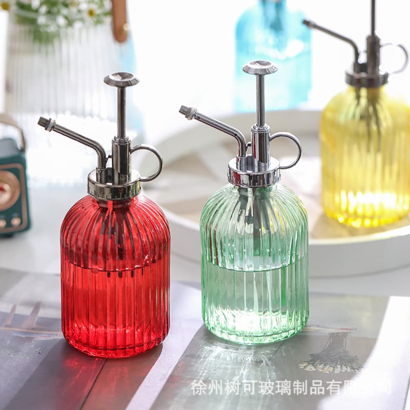 Pressed Spray Bottle Vertical Stripe Glass Watering Can Gardening Flower Spray Bottle Succulent Plant Ornament