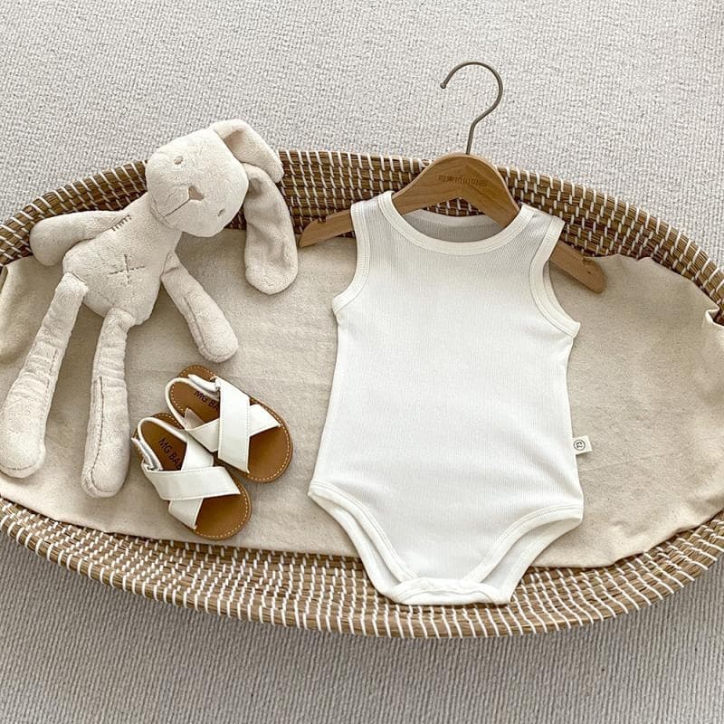Baby Summer Vest Bodysuit for Boys and Girls, Cotton Thin Onesie, Solid Color Romper