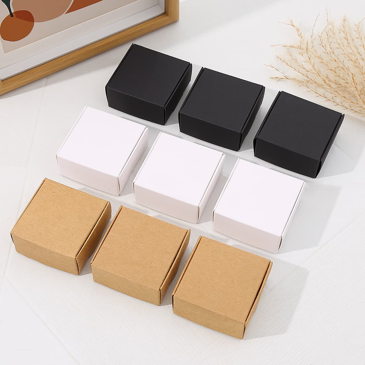 Ready-to-Ship Square Kraft Paper Folding Mailer Boxes, Gift Packaging Boxes, Jewelry Storage Boxes, Universal Packaging Boxes