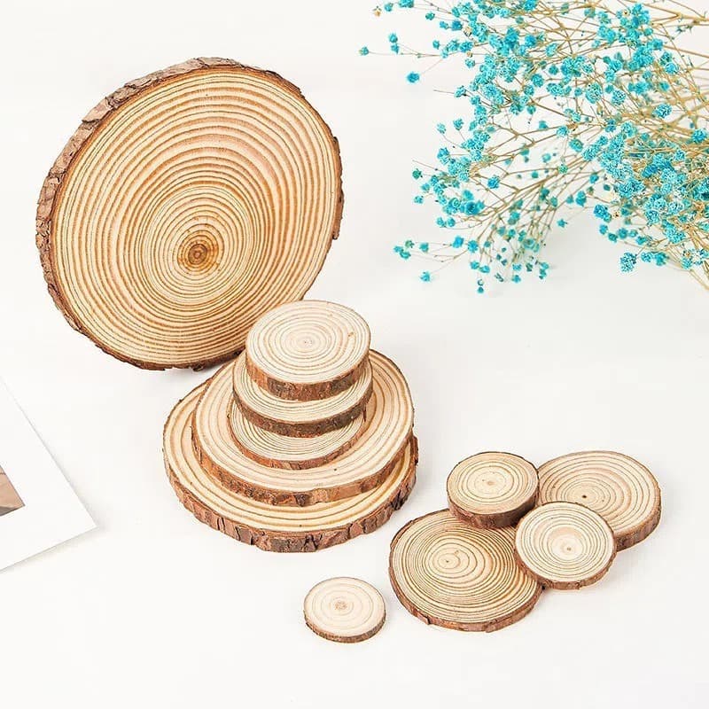 Natural Wood Slices DIY Pine Wood Discs for Kindergarten Crafts Decorative Background Wall Laser Engraved Tree Ring Wood Pieces