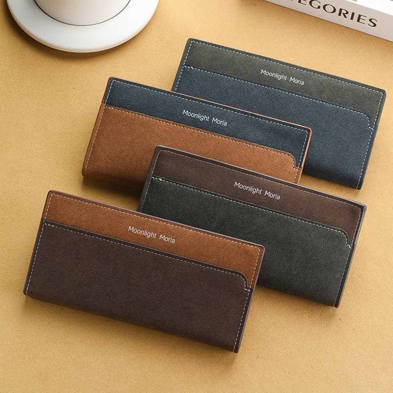 New cross-border men's wallet, simple business large capacity, multiple card slots, dual color matching, fashionable men's long wallet