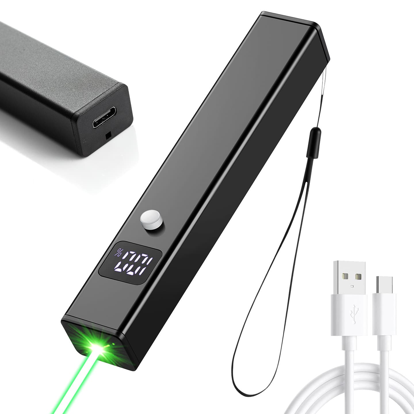 Rechargeable Laser Pointer, High-Power Green Laser Flashlight with Long Range, Intelligent Battery Display, Sand Table Indicator Pen