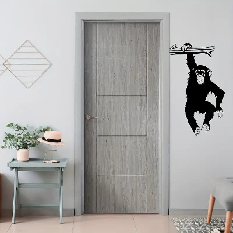 Naughty Monkey Hanging on Tree Branch Vinyl Decal Precision Cut Self-Adhesive Bedroom Living Room Kids Room Decor SV96