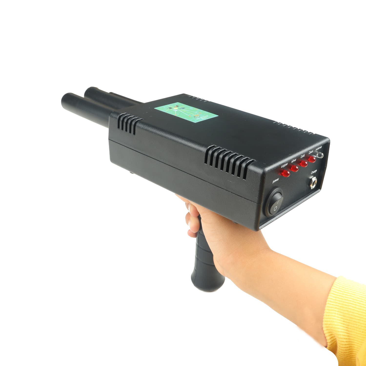 Black Hawk Metal Detector with Built-in Battery, High Sensitivity Handheld Gold Finder Treasure Hunting Detector for Outdoor