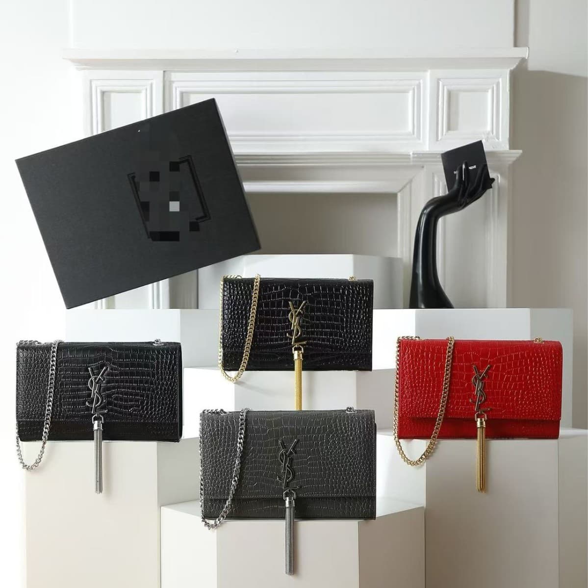 Shengjia Women's Bag WDC Crocodile Pattern Flap Messenger Bag Sheepskin Handbag Underarm Bag Lunch Box Bag Envelope Bag