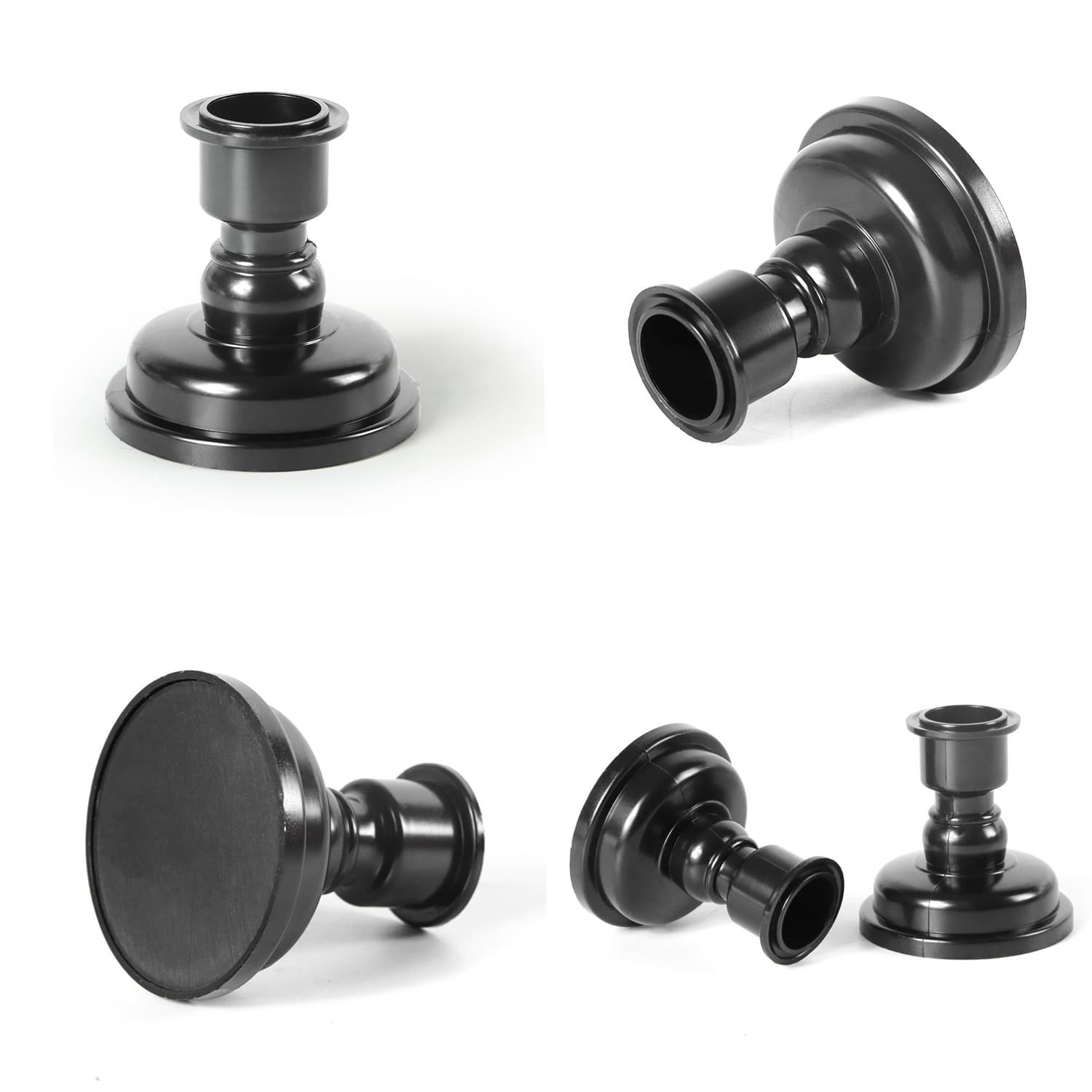 Factory wholesale black round base candlestick long stem candle accessories European style simple plastic candle holder decoration