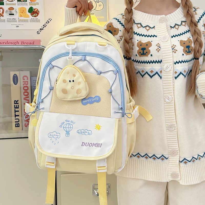Japanese Style School Backpack for Girls, Elementary School Students Grades 3-6, Cute High-Appearance Double Shoulder Bag for Girls, Middle School Student Backpack