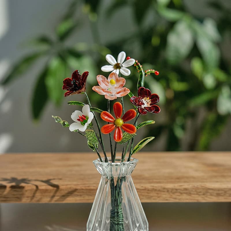 Zibo Liuli December Flower Artificial Flower Ornament Artificial Flower Ornament Glass Bouquet Vase Everlasting Flower Holding Flower