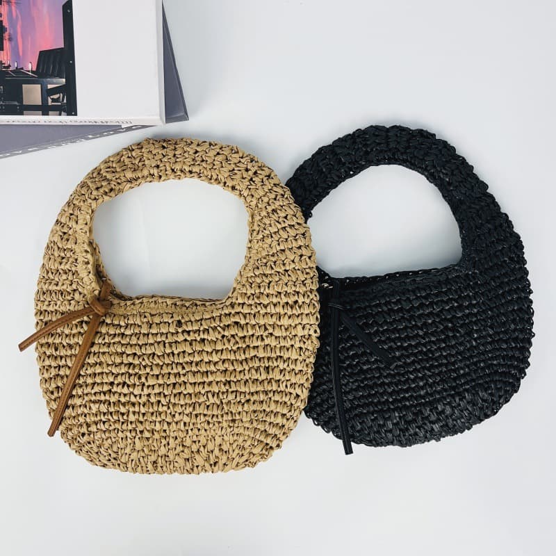 New straw woven bag women's handbag seaside vacation beach bag shoulder bag forest handmade woven bag large capacity