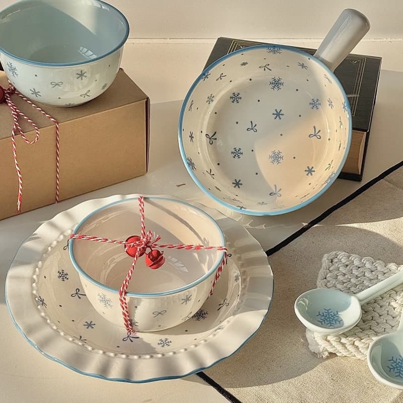 Ceramic Bowl for Home Use, High Aesthetic Value, Single-Serving Tableware, Cute Rice Bowl, Plate, Instant Noodle Bowl, Rice Bowl and Plate Set