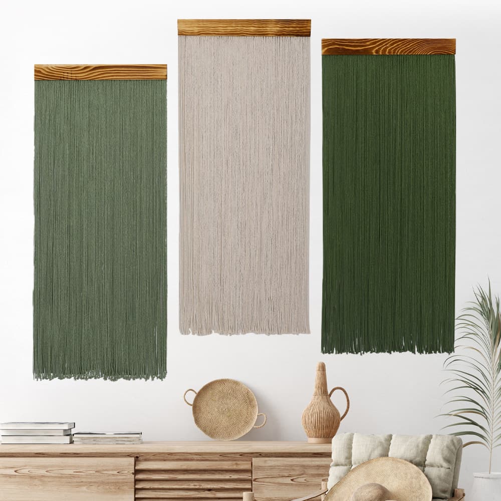 Cross-border Solid Color Fringe Tapestry Bohemian Wall Hanging Cotton Rope Decorative Wall Carpet Home Ins Style Bedroom