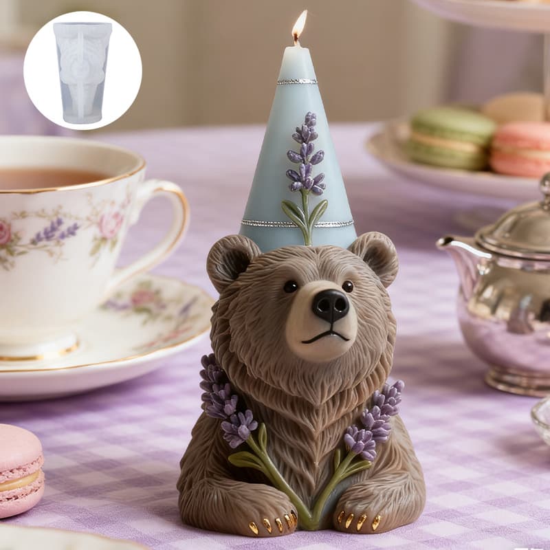 Sanxin Cross-Border Hot-Selling Bear Cone-Shaped Candle Silicone Mold DIY Aromatherapy Plaster Resin Handmade Soap Decoration