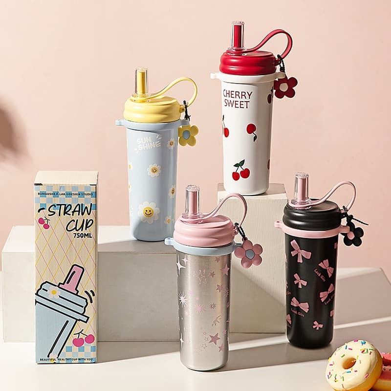 316 Stainless Steel Insulated Cup with High-Quality Ceramic Lining, Water Cup for Women and Students, Straw Cup, Portable Insulated Ice Tumbler