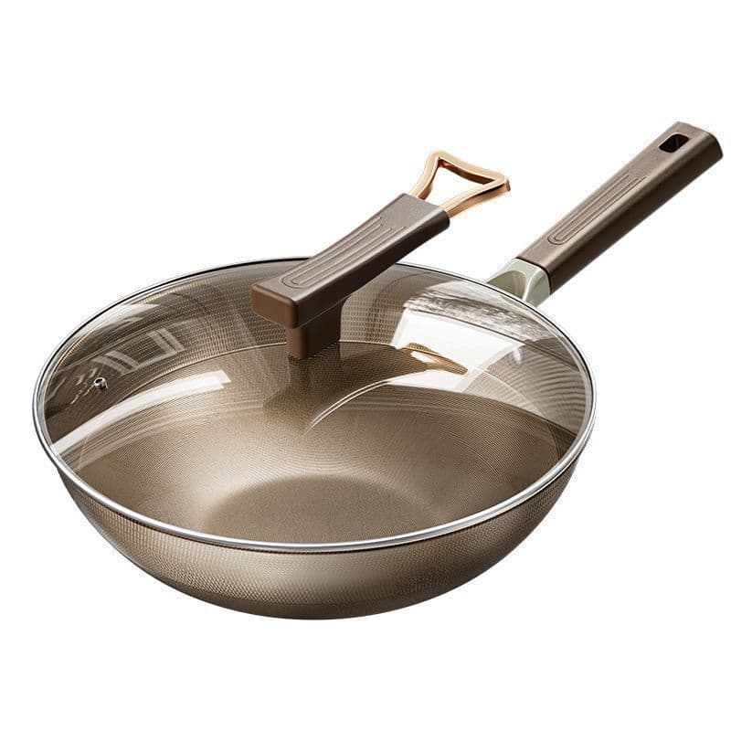 Titanium pot, double-sided titanium shield, non-stick pot, household cooking pot, titanium wok, thickening pan, induction cooker, gas stove