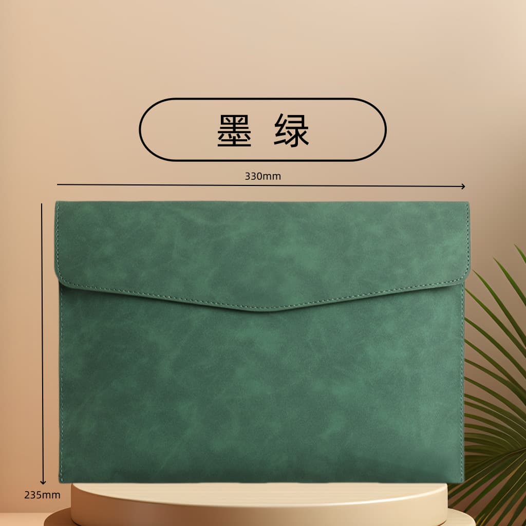 Leather Document Bag A4 Folder File Case Thickened Snap Button Waterproof Business Storage Bag with Logo Wholesale