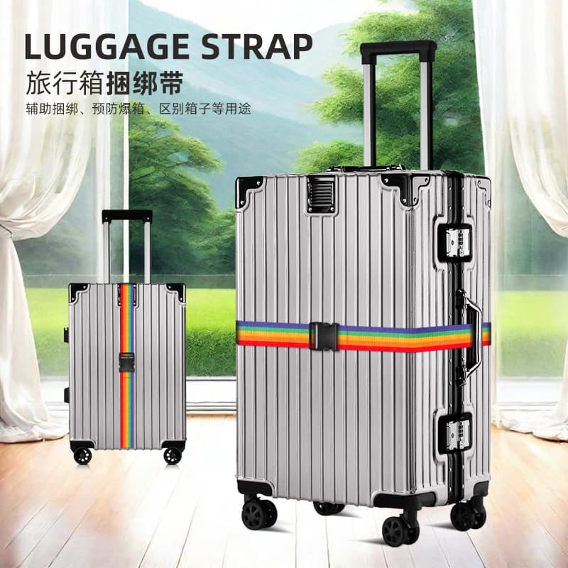 Cross-border straight luggage strap with buckle, packing belt for securing and reinforcing luggage during international travel