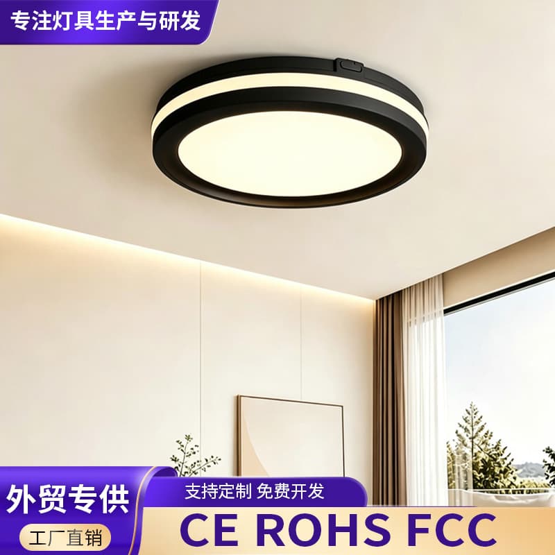 Cross-border Supply Dual-layer Black and White Minimalist LED Ceiling Light, Dimmable, Nordic Ultra-thin Round Ceiling Light for Living Room and Bedroom