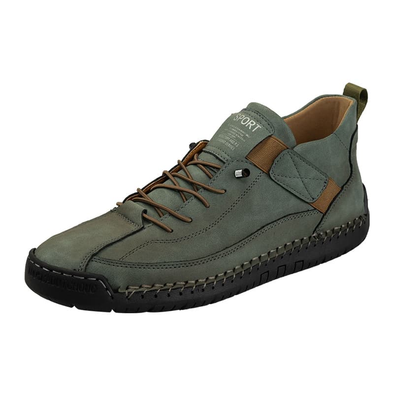 Cross-Border Popular Men's Shoes Autumn and Winter High-Top Shoes Soft Leather Soft Sole Stitching Dad Shoes Fashionable Versatile Outdoor Large Size Workwear
