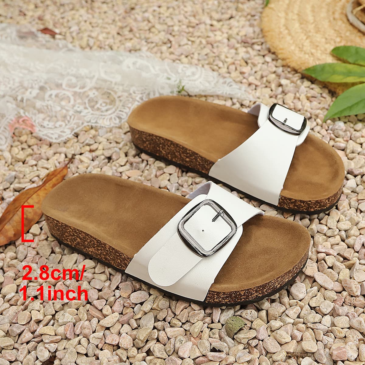 New Summer Export Double-Strap Women's Beach Sandals Birkenstock Style Outdoor Casual One-Buckle Raised Comfort Slide Sandals