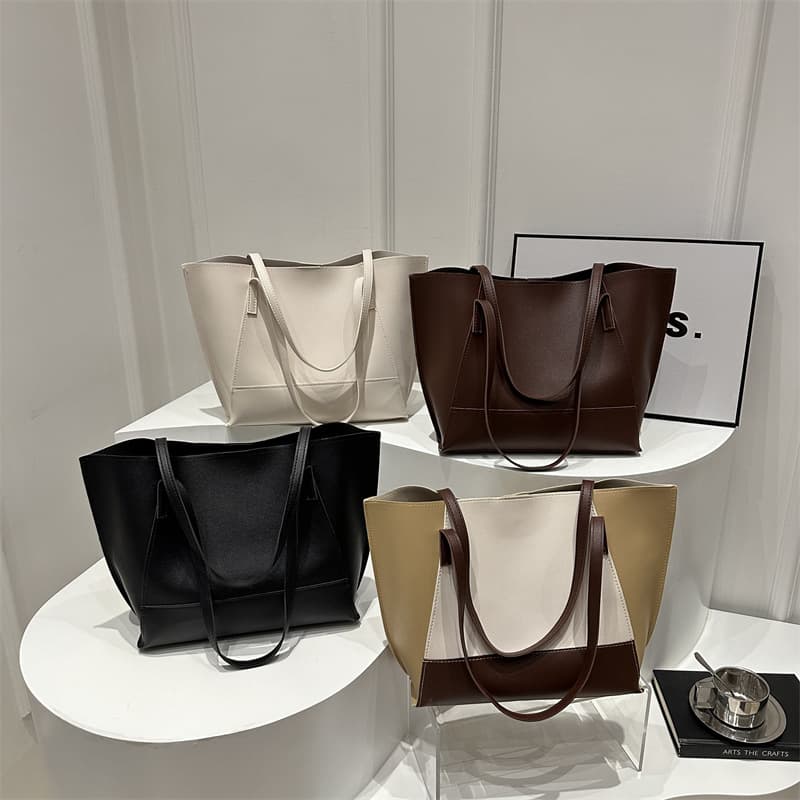 Large Capacity Bag for Women 2024 Fall New Style Textured Handbag Simple Retro Shoulder Tote for Commute