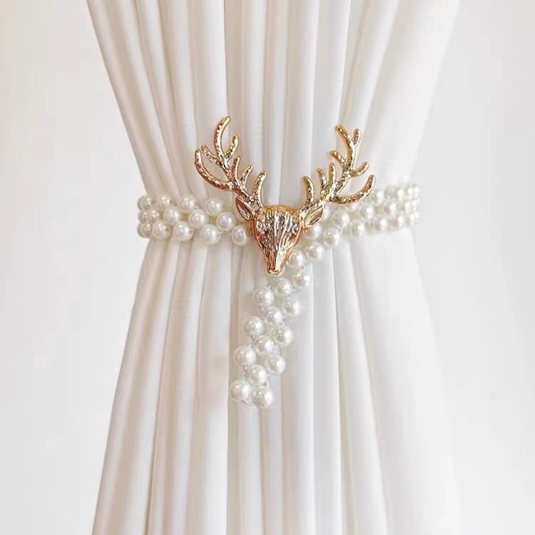 Curtain Tieback Simple Luxury Adjustable Strap Tie Accessory ABS Pearl Elastic Rope Creative Curtain Hook No-Drill