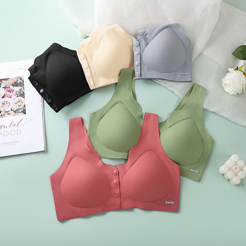 New Seamless Women's Bra with Breast Support, Anti-Sagging, Wireless Push-Up, Breathable Front Closure, Plus Size