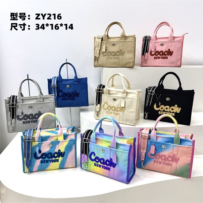 Fashionable Canvas Tote Bag Commuter Women's Crossbody Bag Simple Korean Style Soft Polyester Lining Zipper Closure Handbag