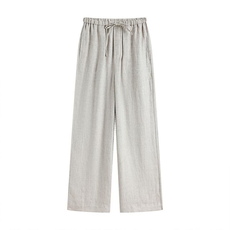 Chic Commute Linen Casual Pants for Women 2026 Summer New High-Waist Slimming Straight-Leg Trousers Versatile Wide-Leg Pants