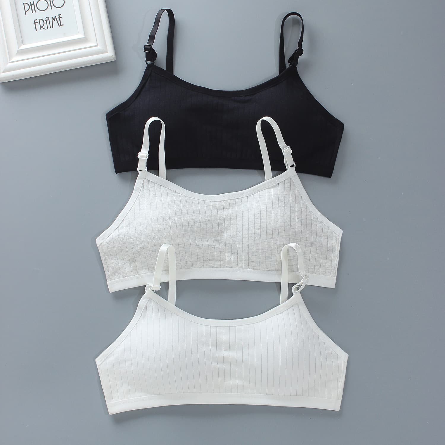 Girls' Vest Underwear Straps with Clasp Cotton for Elementary Students, Developing Bra for Children Aged 10 to 14 in Summer