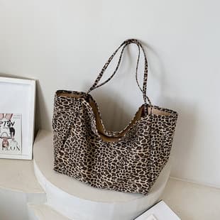 2026 New Fashion Leopard Print Casual Shopping Tote Bag Large Capacity Trendy European and American Style Shoulder Bag