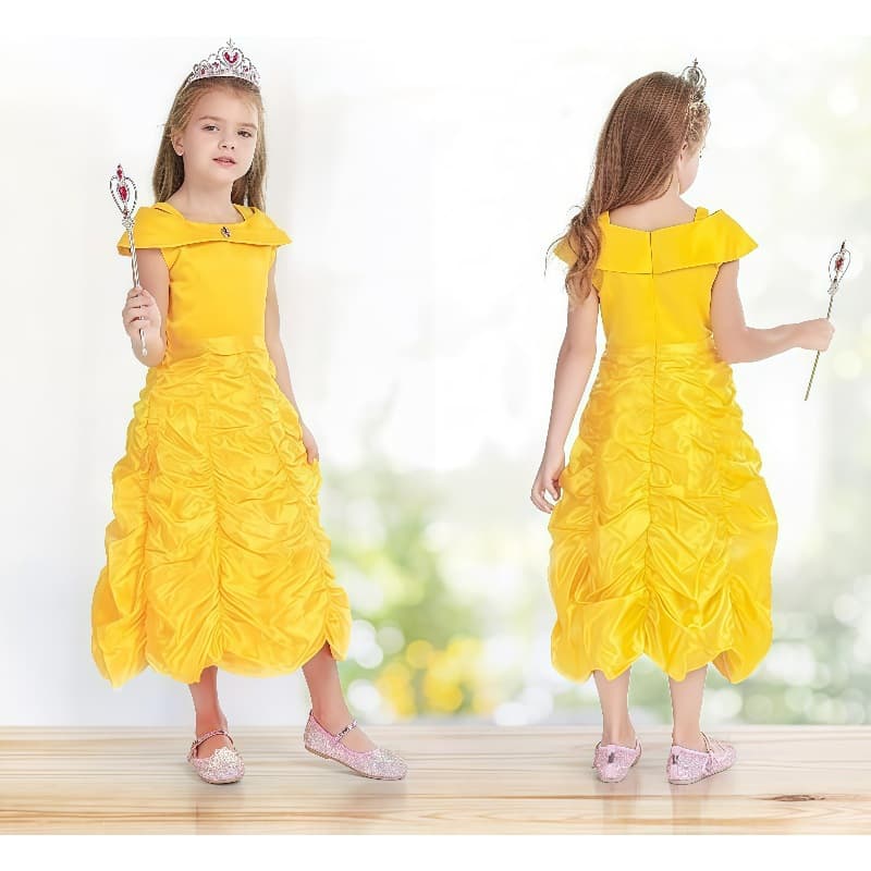 Halloween Yellow Belle Princess Dress Off-Shoulder Cake Skirt Beauty and the Beast Children's Dress Princess Style