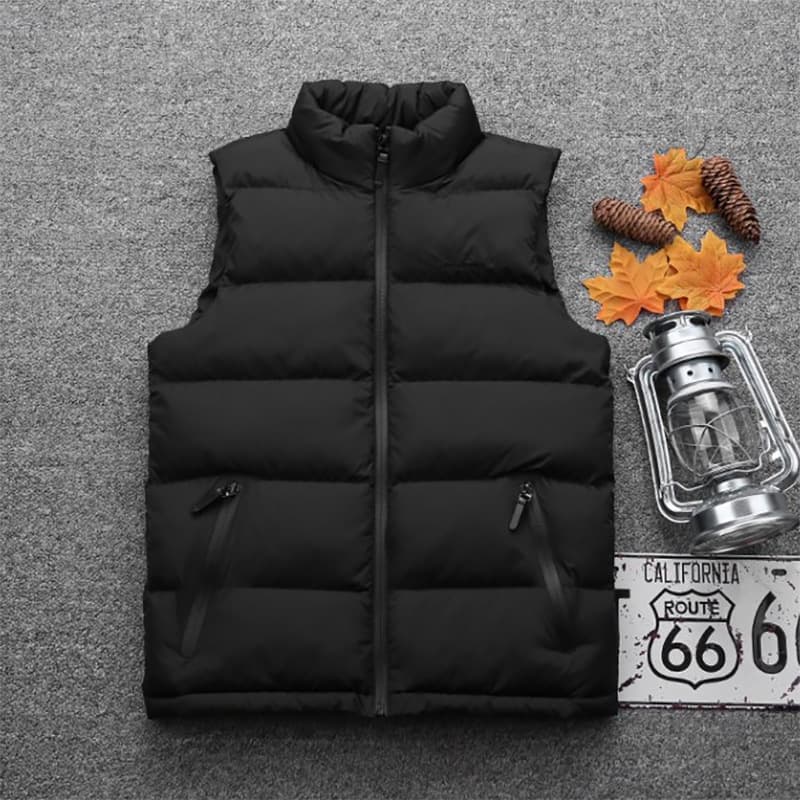Men's down-filled cotton vest, fashionable Korean style, casual, trendy, plus size, warm, suitable for autumn and winter, fitted vest.