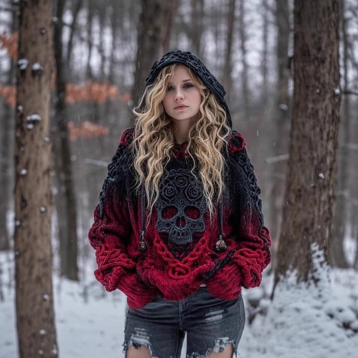 2025 New European and American Cross-Border Hot-Selling Autumn/Winter Loose Hoodie Casual Drop-Shoulder Retro Women's Printed Faux Fur Top