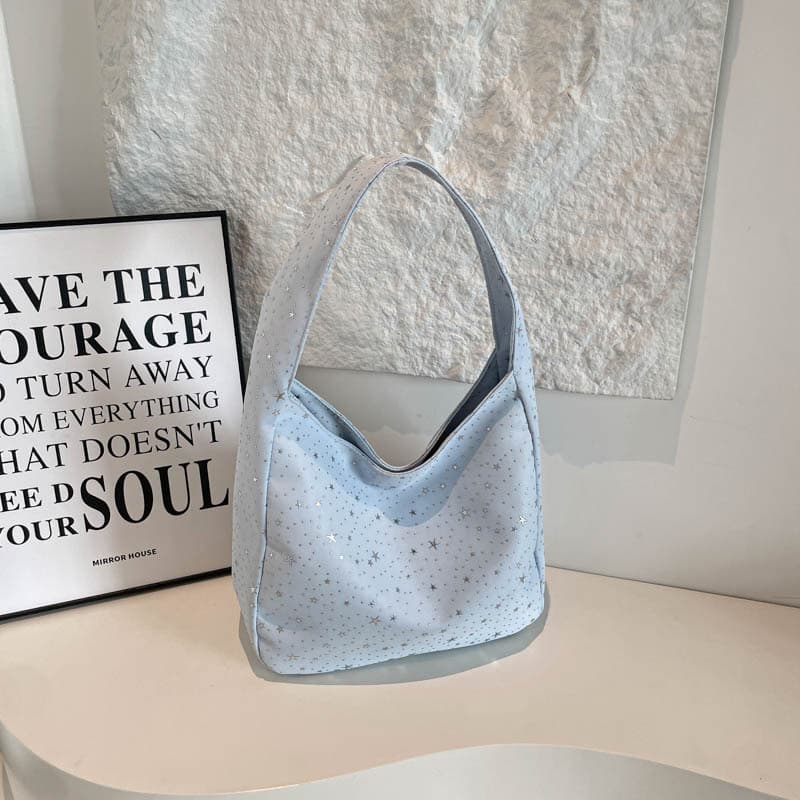 Shiny one-shoulder commuting tote bag fresh and stylish summer 2026 star polka dot casual fashion Korean style