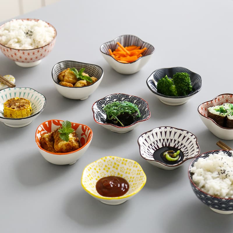 European Japanese-Style Soy Vinegar Dip Dish, Home Use, Glazed Under Color, Hotel Cuisine, Dim Sum Dipping Sauce, Seasoning, Snack Dish, Small Appetizer Plate