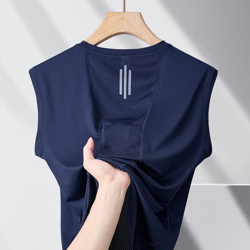 Summer thin casual waistcoat quick-drying running fitness clothing top ice silk sports vest men's sleeveless T-shirt