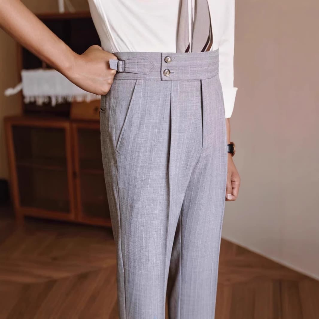 Cross-border Naples suit trousers for men in autumn and winter high waist new business casual pants slim fit suit trousers for men orange pink