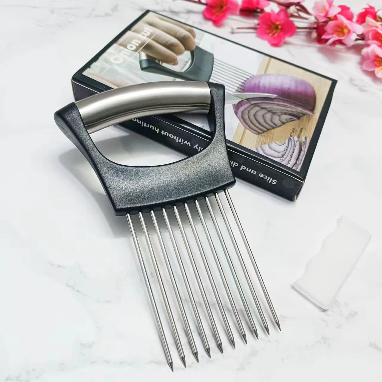 304 Stainless Steel Onion Needle Holder Onion Pricker Kitchen Supplies Onion Fork Onion Cutter Meat Tenderizer Needle In Stock