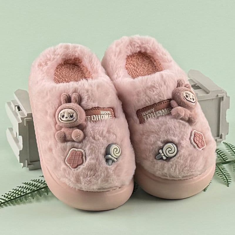 Children's plush cotton shoes, thickened winter style, popular indoor and outdoor style, warm, soft-soled, closed-heel cotton slippers