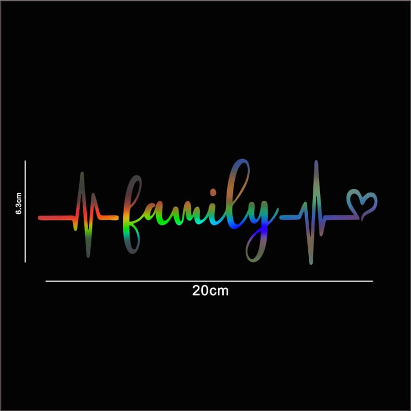 Family car stickers cute love reflective laser car decoration body bumper rear window notebook car stickers