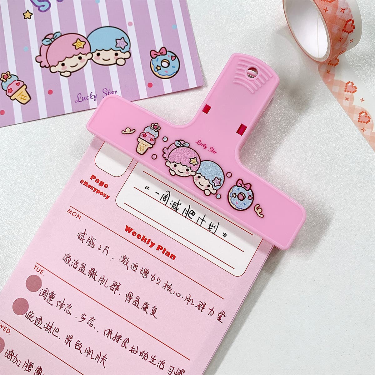 Sanrio Planner Ticket Clip New Color Retro Plastic Clip Multifunctional Memo Clip Organizer