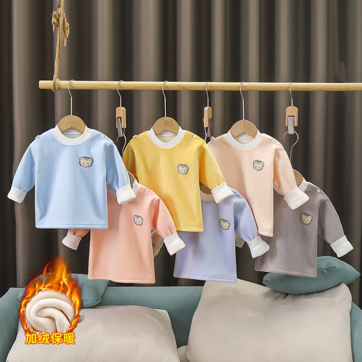 Baby Fleece Sweatshirt Autumn Winter Thickened Integrated Fleece Boys Girls Toddler Warm Top Base Layer Infant Toddler Undershirt