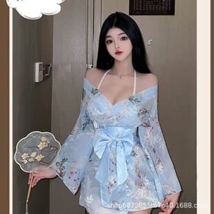 Lingerie Bathrobe Sheer Japanese Sweet Sexy Bowknot Pure Desire Cherry Blossom Girl Sleepwear Kimono Sexy